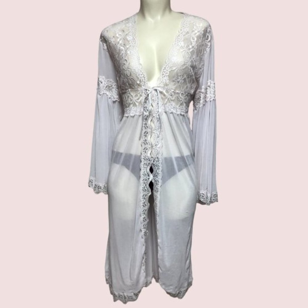 ABB Classic Pale Pink Lace & Sheer Netting Robe Size XL